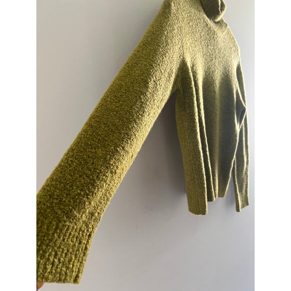 Sigrid Olsen Wool Blend Stretchy Knit Turtleneck Lime Green Size Small JL - Picture 2 of 7